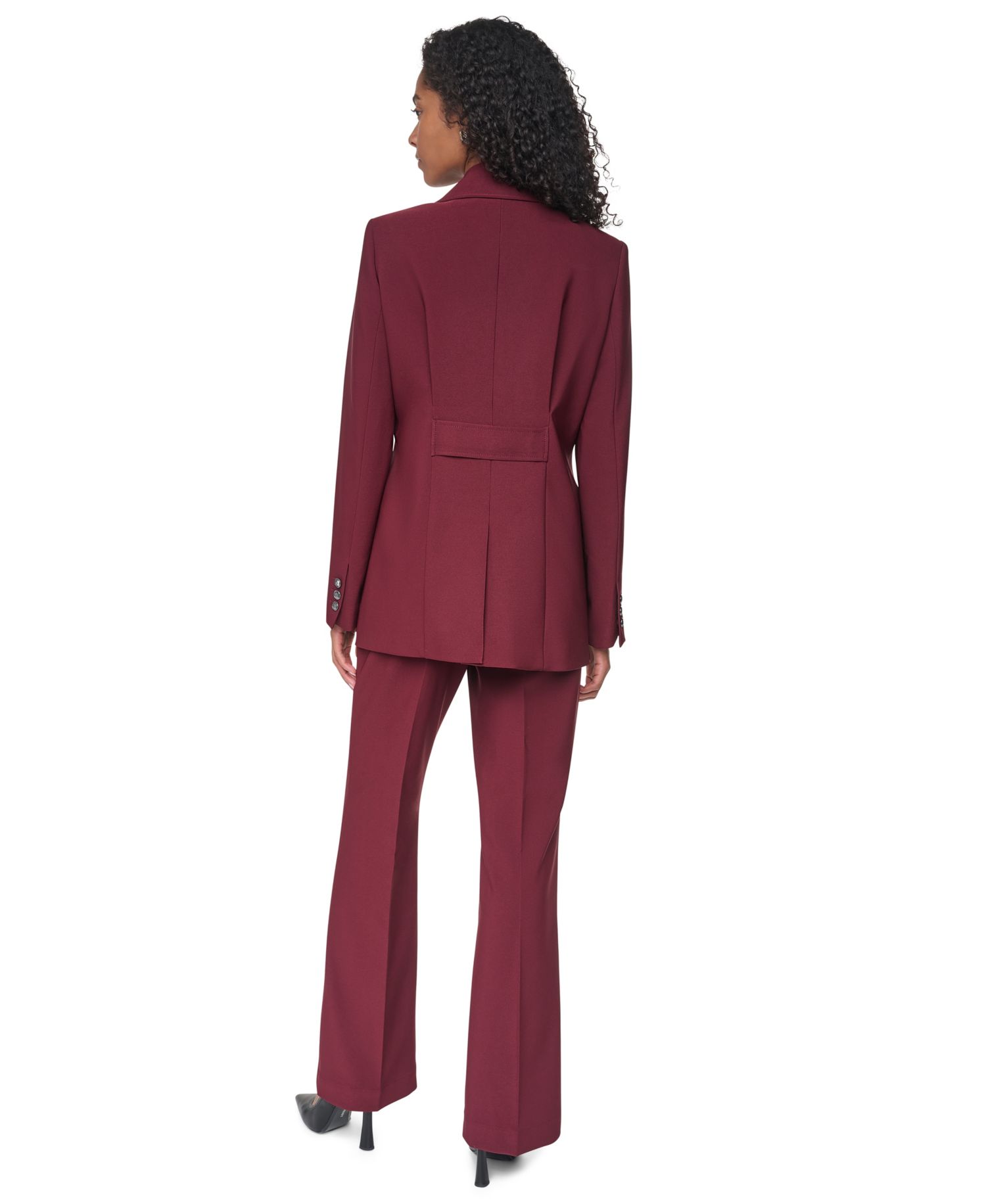 Women's Shoulder-Padded One-Button Notch-Collar Blazer