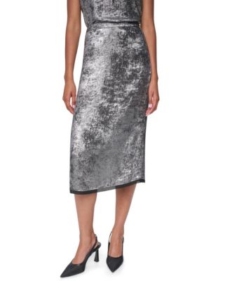 Women's Metallic A-Line Midi Skirt