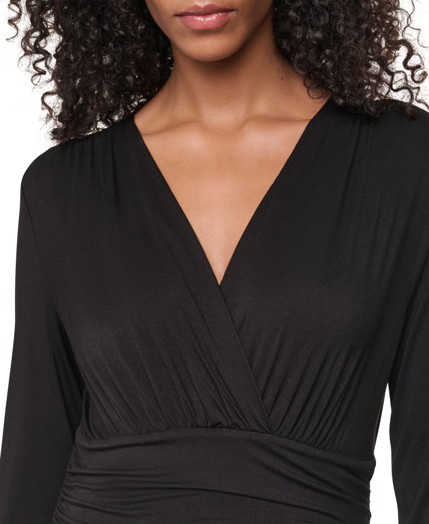 Women's V-Neck Ruched Knit Blouse
