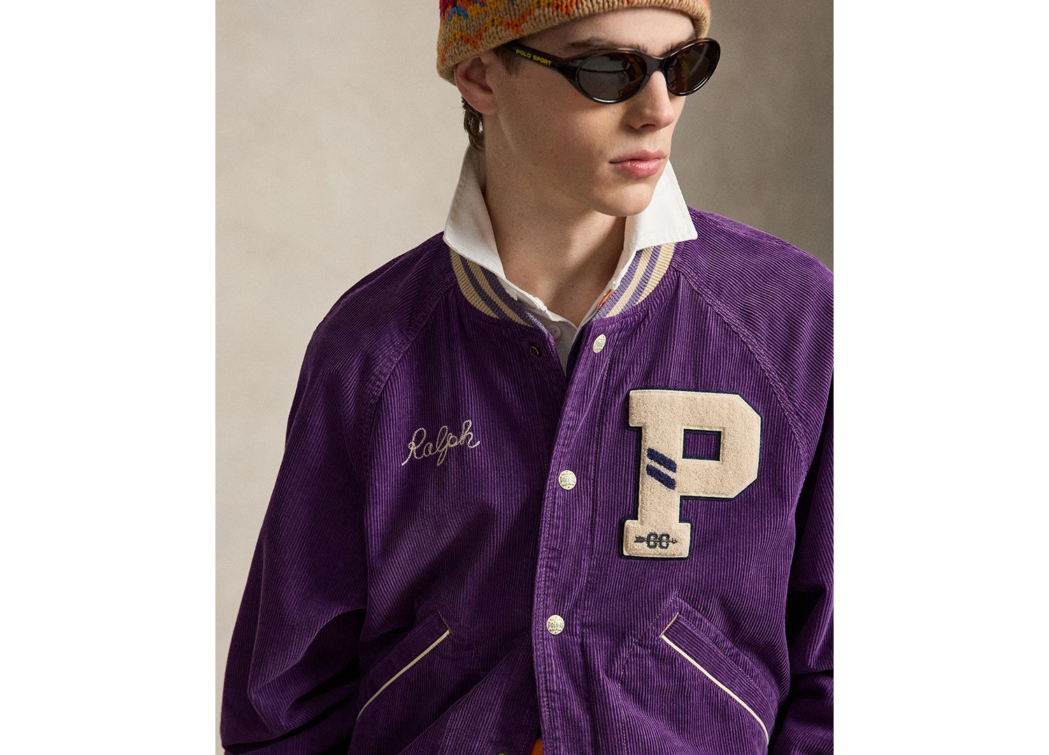 Men's Corduroy Varsity Raglan-Sleeve Jacket