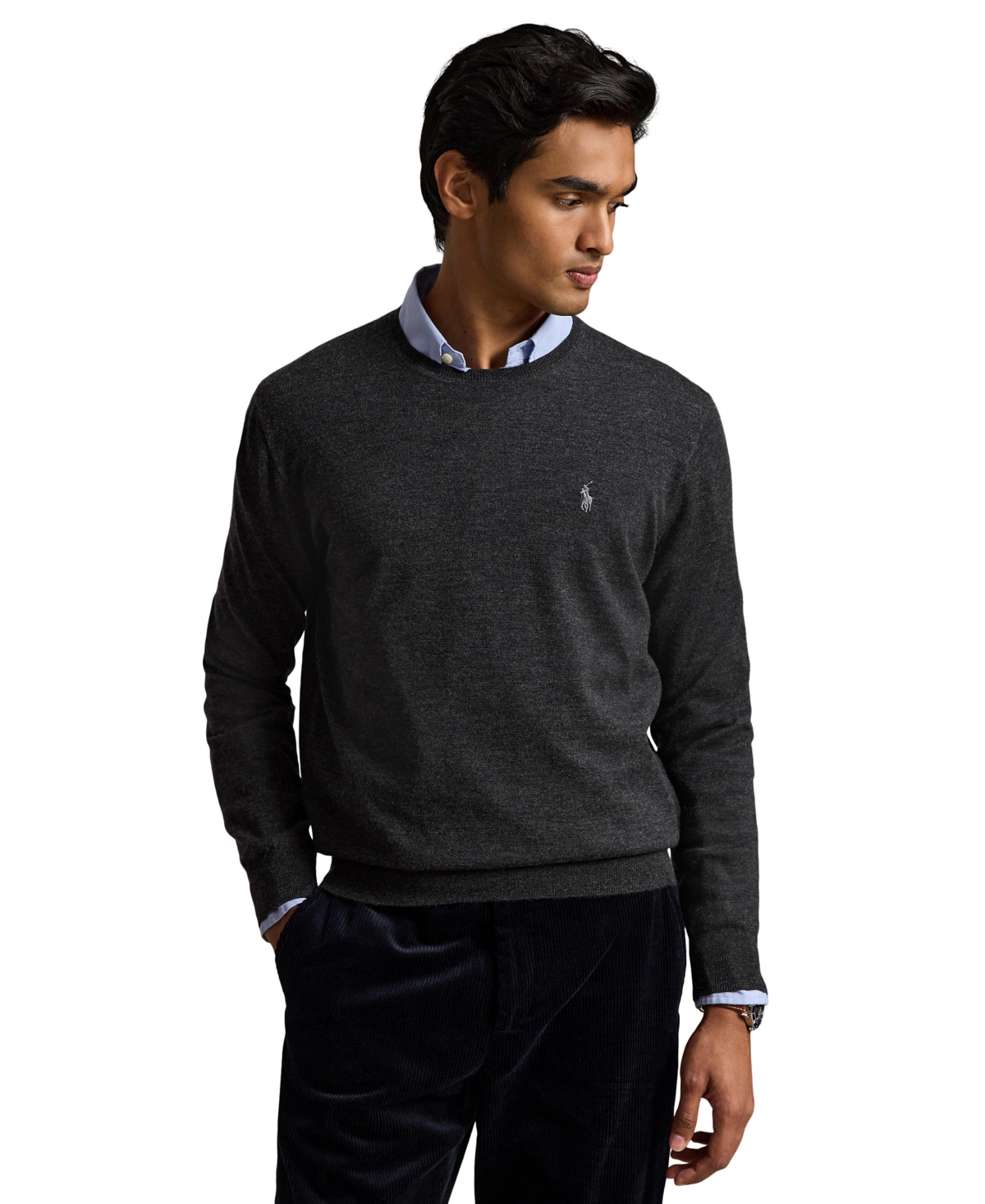 Polo Ralph Lauren Men's Regular-Fit Lightweight Crewneck Sweater - Dark Granite Heather