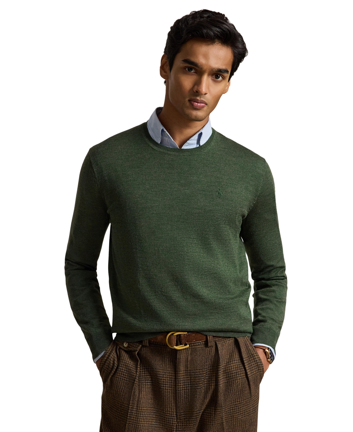 Polo Ralph Lauren Men's Regular-Fit Lightweight Crewneck Sweater - Lodgepole Pine Heather