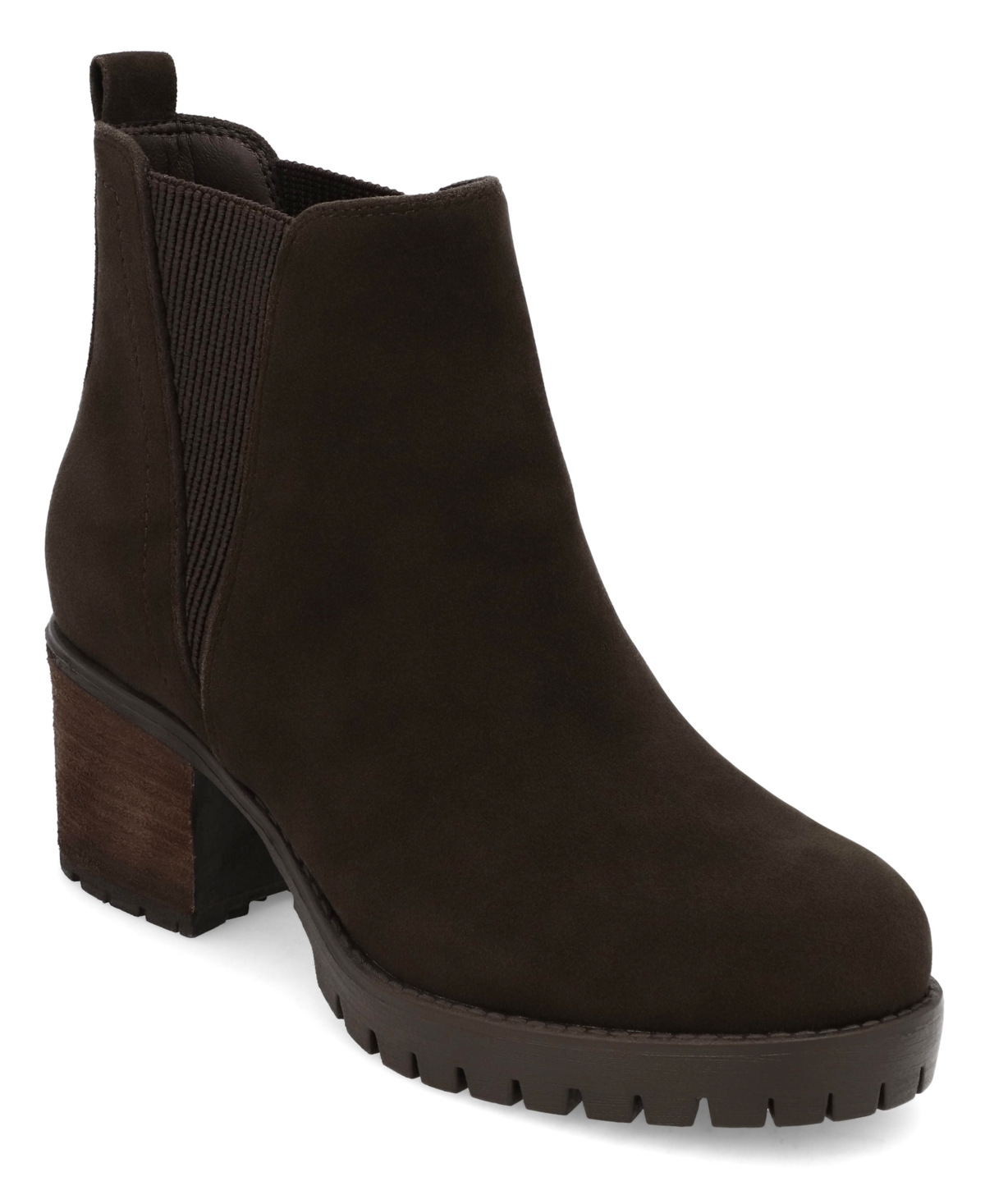 Mia Women's Jody Lug Sole Wide-Width Chelsea Booties - Espresso