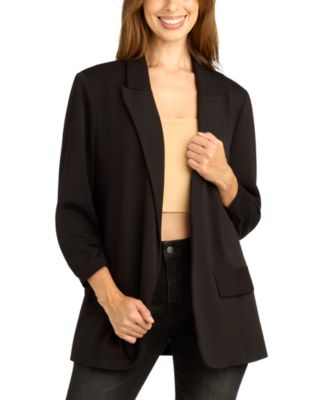 Juniors' Lightweight-Scuba Cinched-Sleeve Blazer