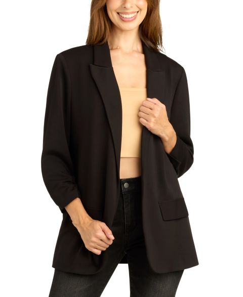 Женский пиджак BCX Juniors' Lightweight-Scuba Cinched-Sleeve Blazer, цвет: Чёрный