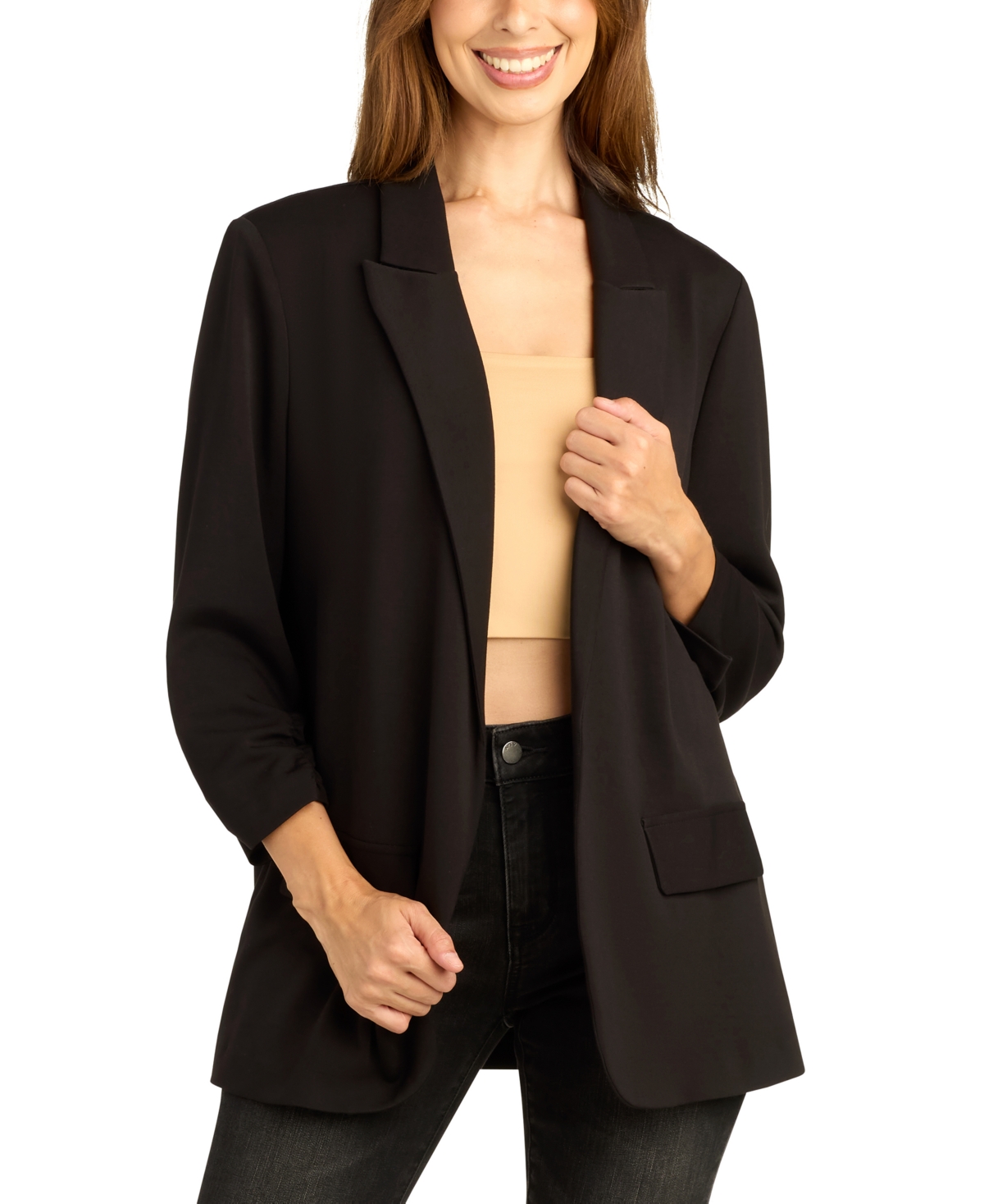 Bcx Juniors' Lightweight-Scuba Cinched-Sleeve Blazer