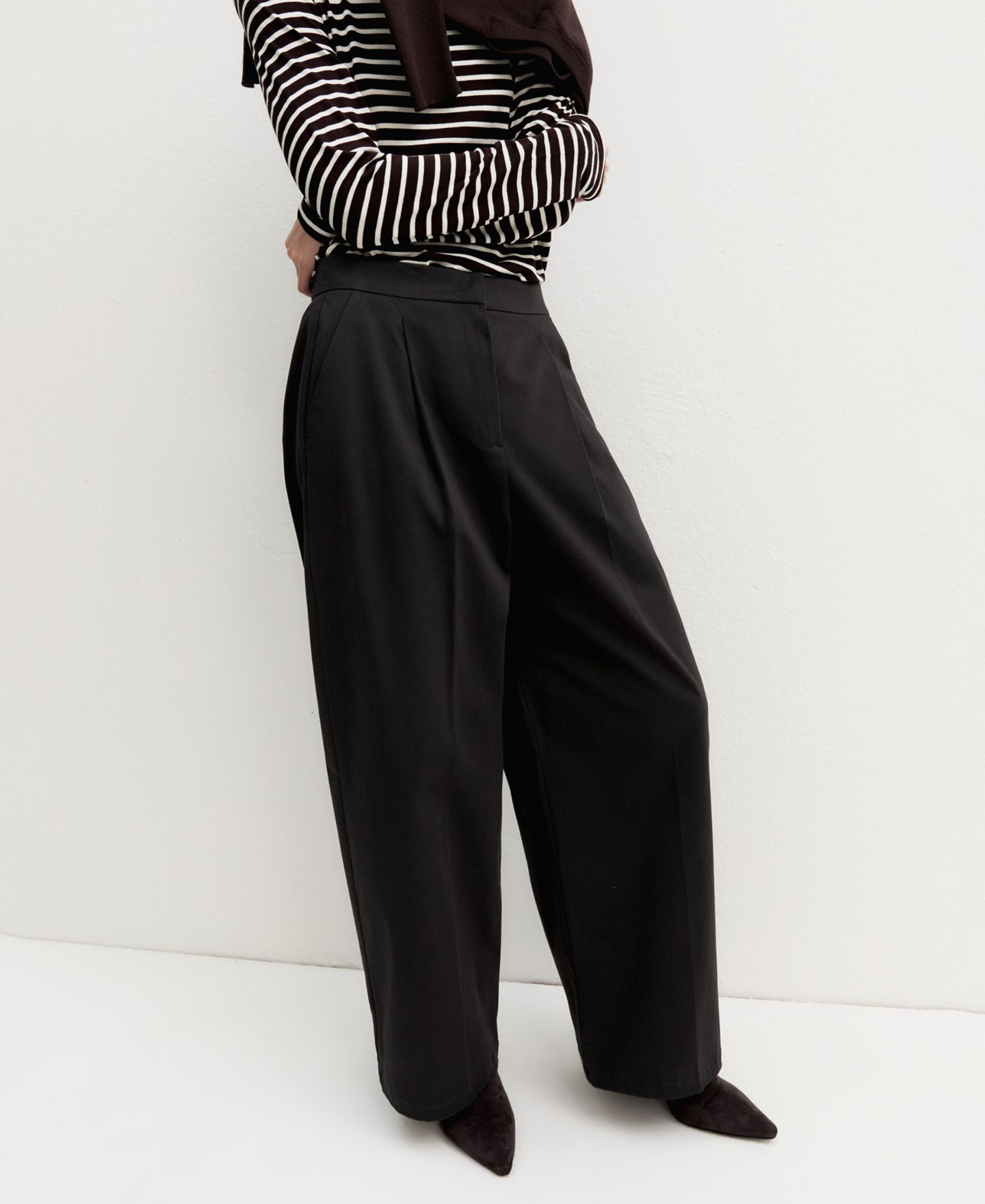 Женские брюки Emme Marella Emmcantico Wide-Leg High-Waisted, цвет: Графитовый — фото 2