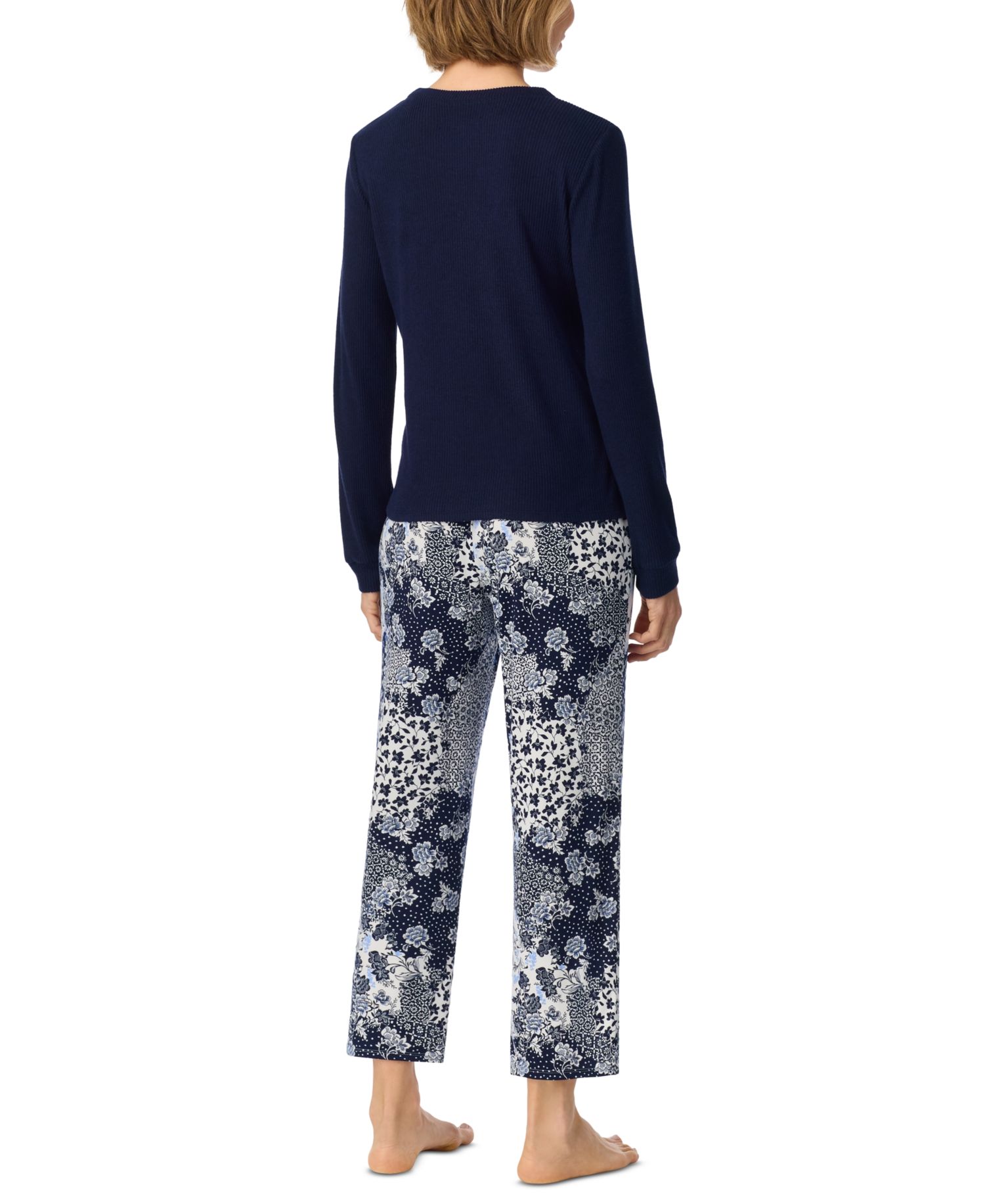 Women's Crewneck Ribbed Long-Sleeve Top and Pants, 2-Piece Set