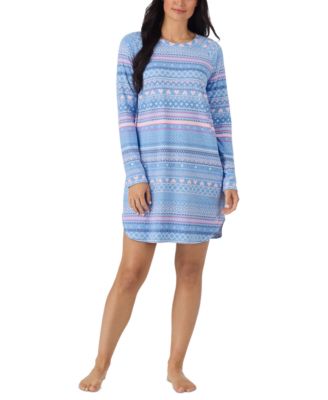 Women's Sweater-Knit Scoop Neck Curved-Hem Sleep Shirt
