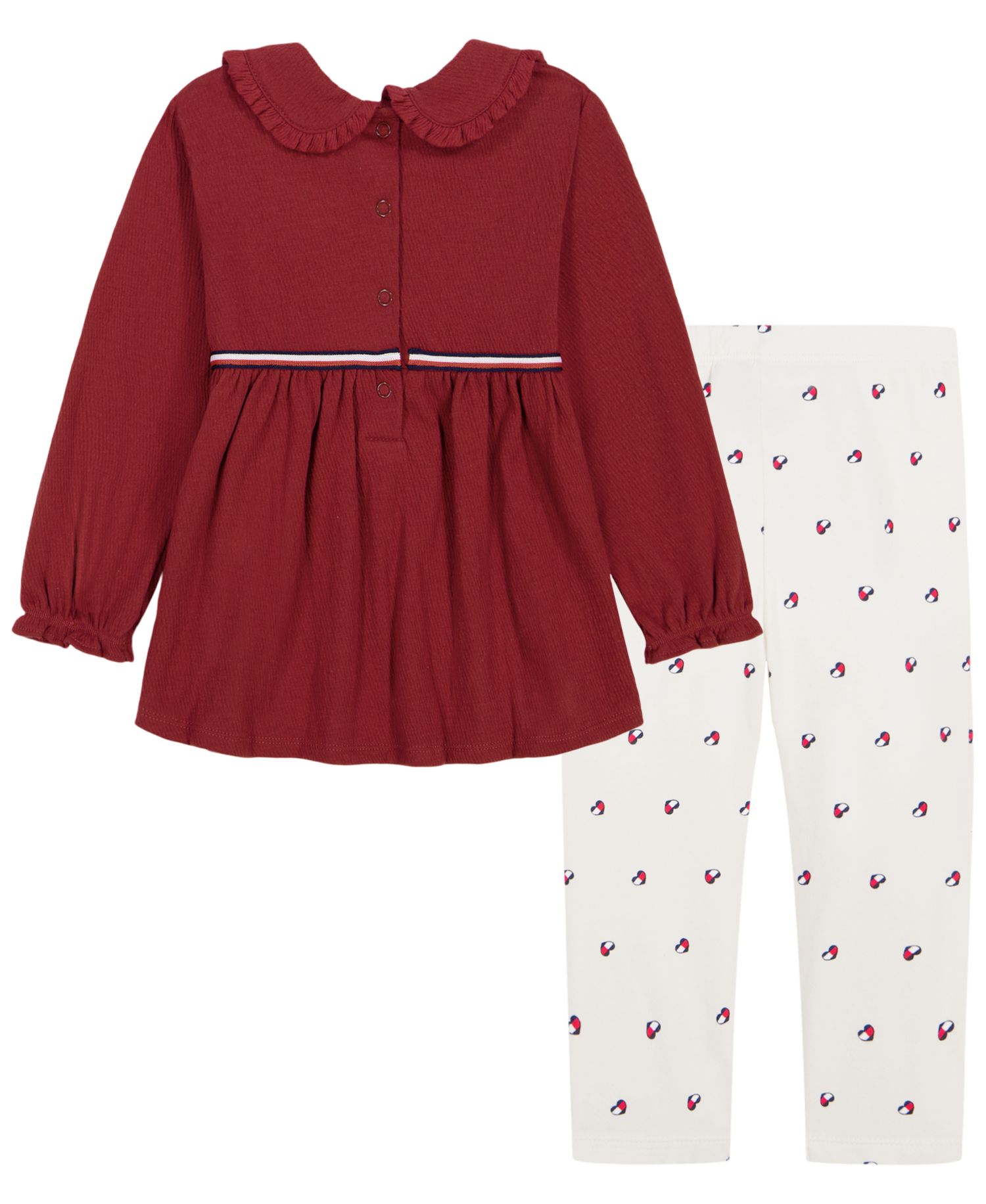 Baby Girls' Long-Sleeve Peter Pan Collar Bow Tunic and Leggings, 2-Piece Set