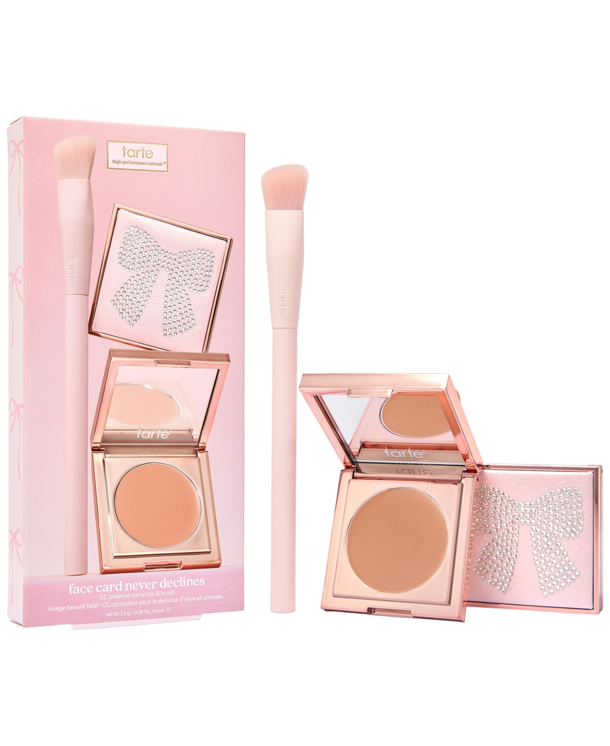 Tarte Face Card Never Declines CC Undereye Corrector & Brush - medium-tan peach