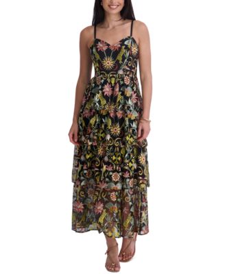 Women's Embroidered Mesh Sleeveless Maxi Dress