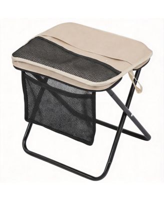 Portable Folding Camp Stool With Storage Pocket