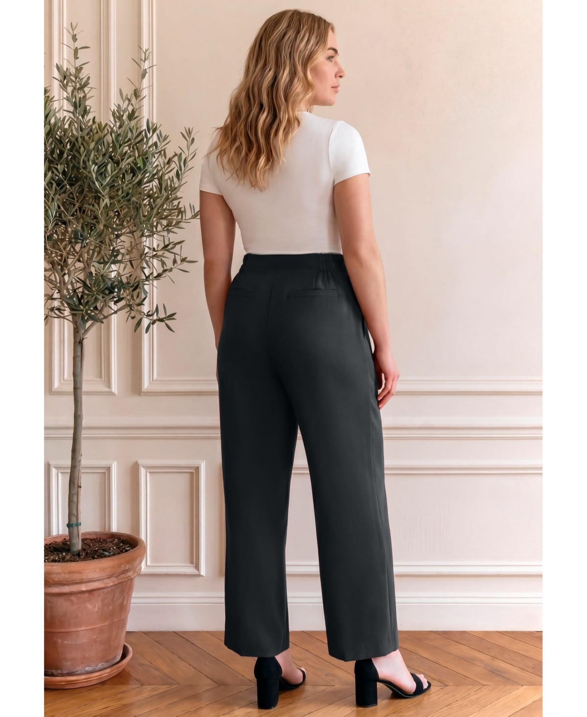 Avenue Plus Cool Hand Wide-Leg High-Rise Side-Zip Trousers