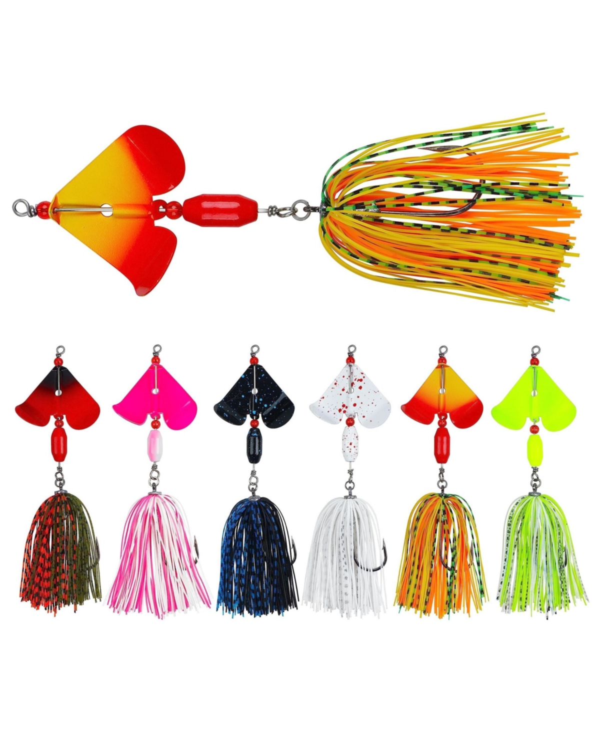 Piscifun 6 pieces Spinnerbait Fishing Lures Kit Buzzbait Swim Jigs Freshwater Saltwater