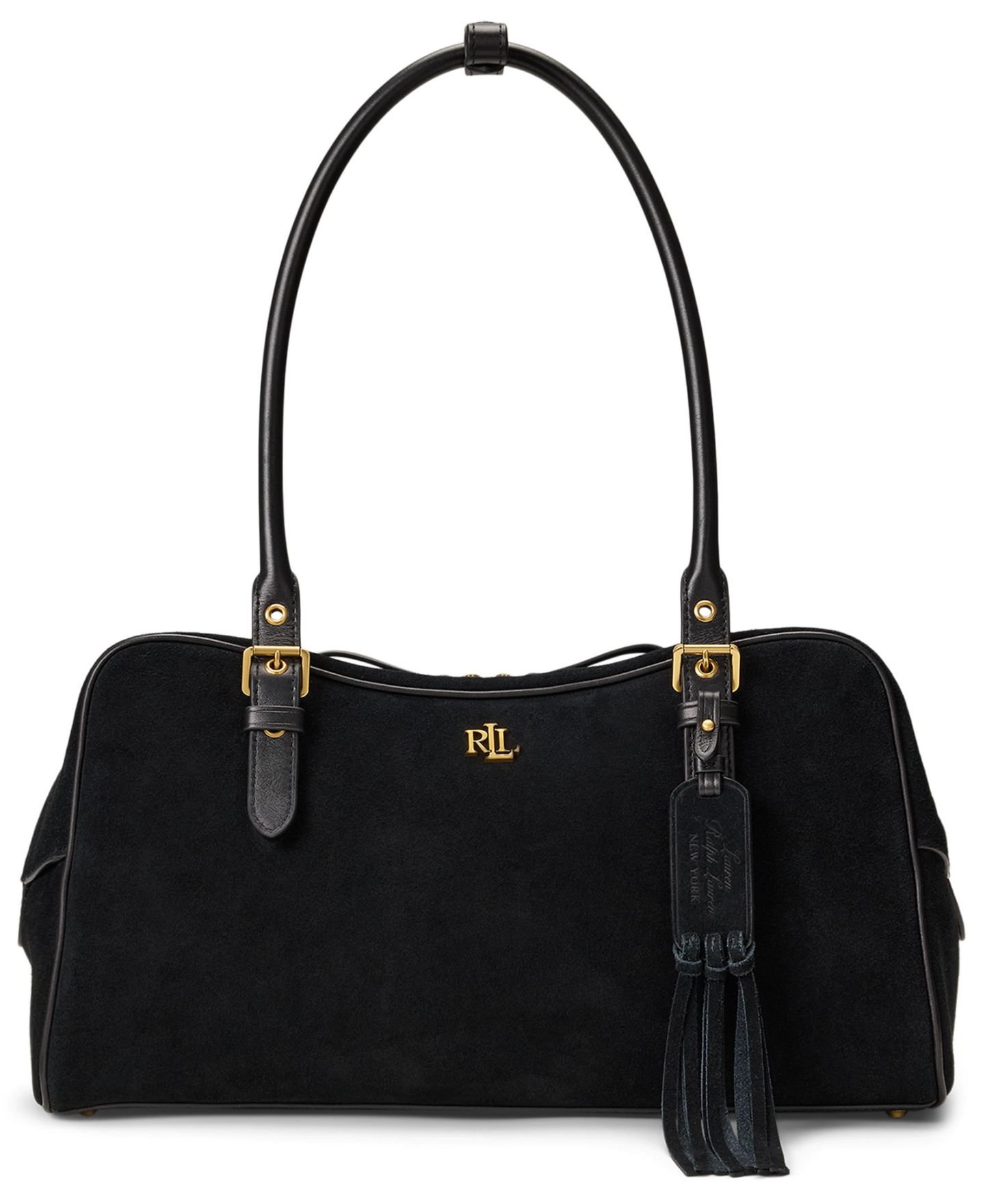 Женская сумка Lauren Ralph Lauren Marcy Suede Large Satchel, цвет: Чёрный — фото 1