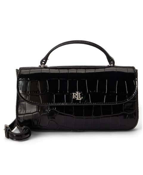 Мини-сумка через плечо Lauren Ralph Lauren Marcy с тиснением под крокодила, цвет: Чёрный