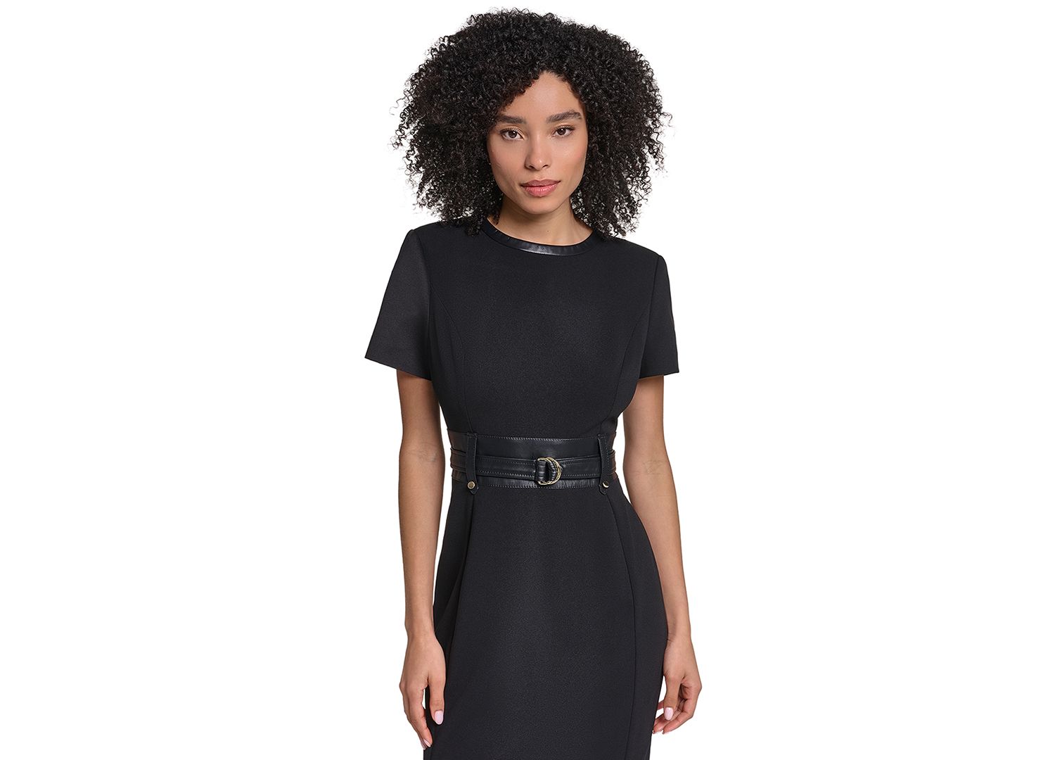 Women's Scuba-Crepe Short-Sleeve Sheath Dress