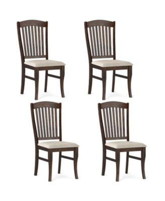 Set of 4 Kitchen Side Chairs with Rubber Wood Frame and Padded Seat