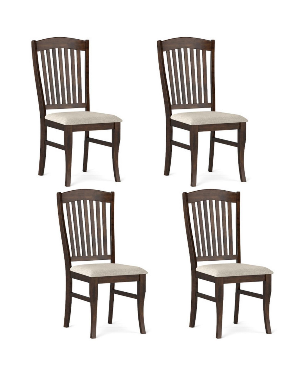 Gouun Set of 4 Kitchen Side Chairs with Rubber Wood Frame and Padded Seat
