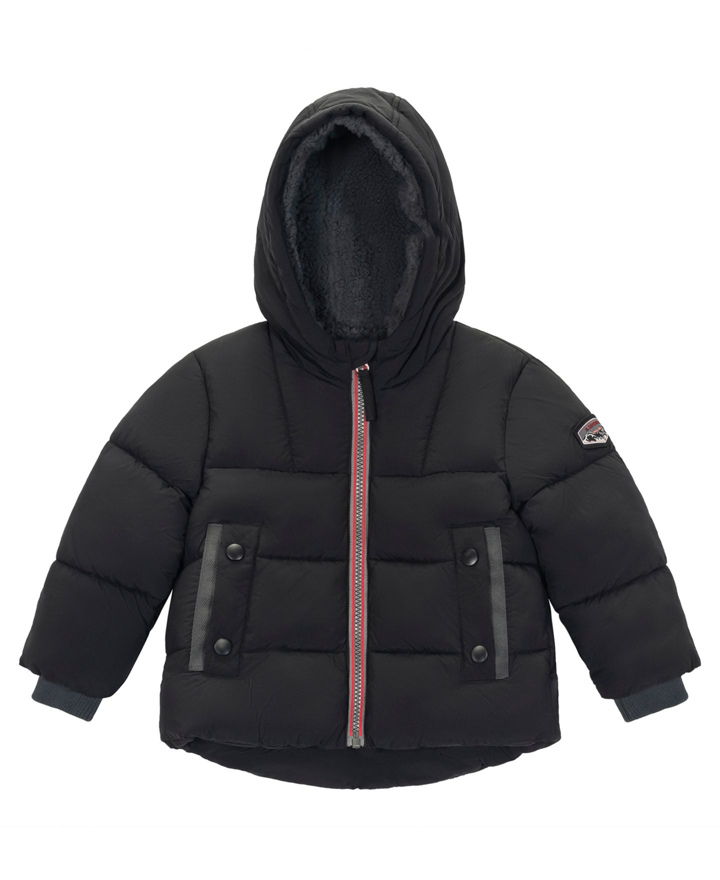 Куртка S Rothschild & CO Sherpa Lined Puffer Jacket для мальчиков-малышей, цвет: Чёрный — фото 1