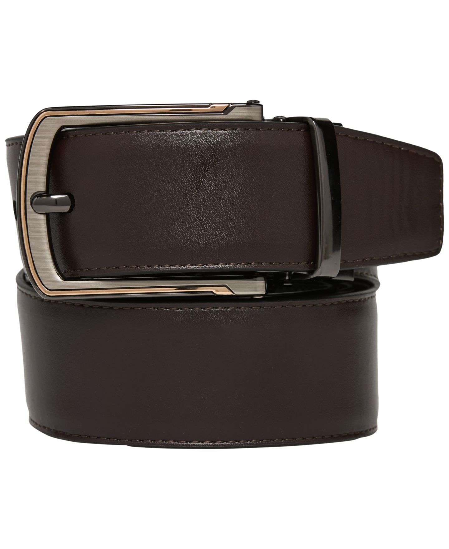 Мужской ремень Perry Ellis Portfolio Gold Line Leather, цвет: Чёрный / Коричневый — фото 1