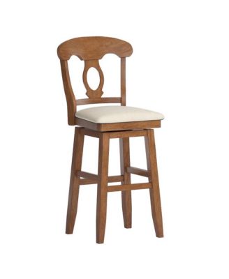 Lea Oval Swivel Bar Stool w/ Beige Linen Seat