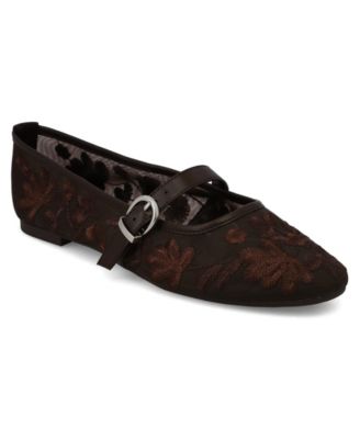 Women's Bluet Embroidered Mesh Mary Jane Ballet Flats