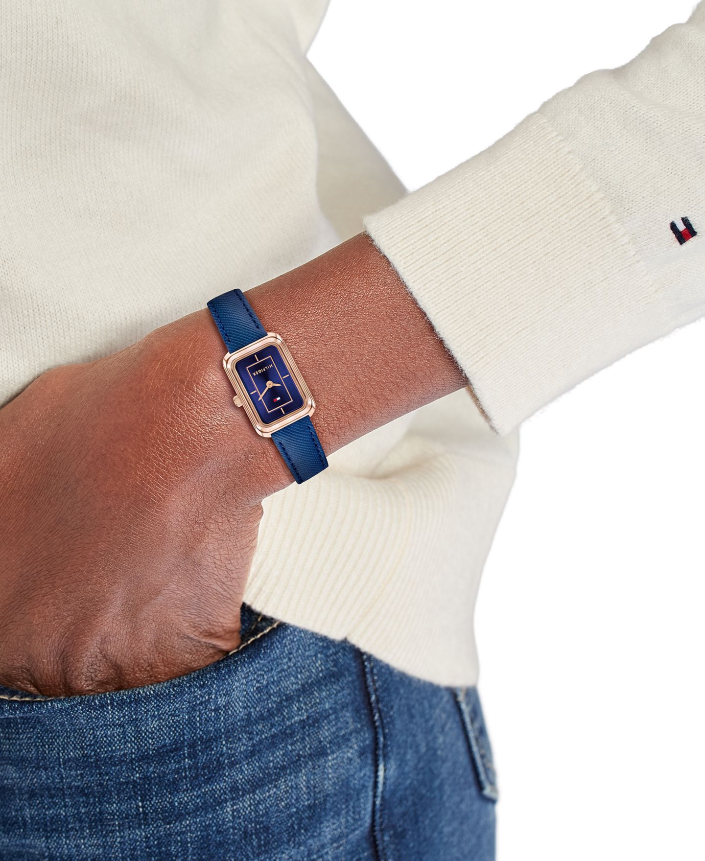 Женские часы Tommy Hilfiger Quartz Daisy Navy Leather Strap Watch 20.5mm — фото 5