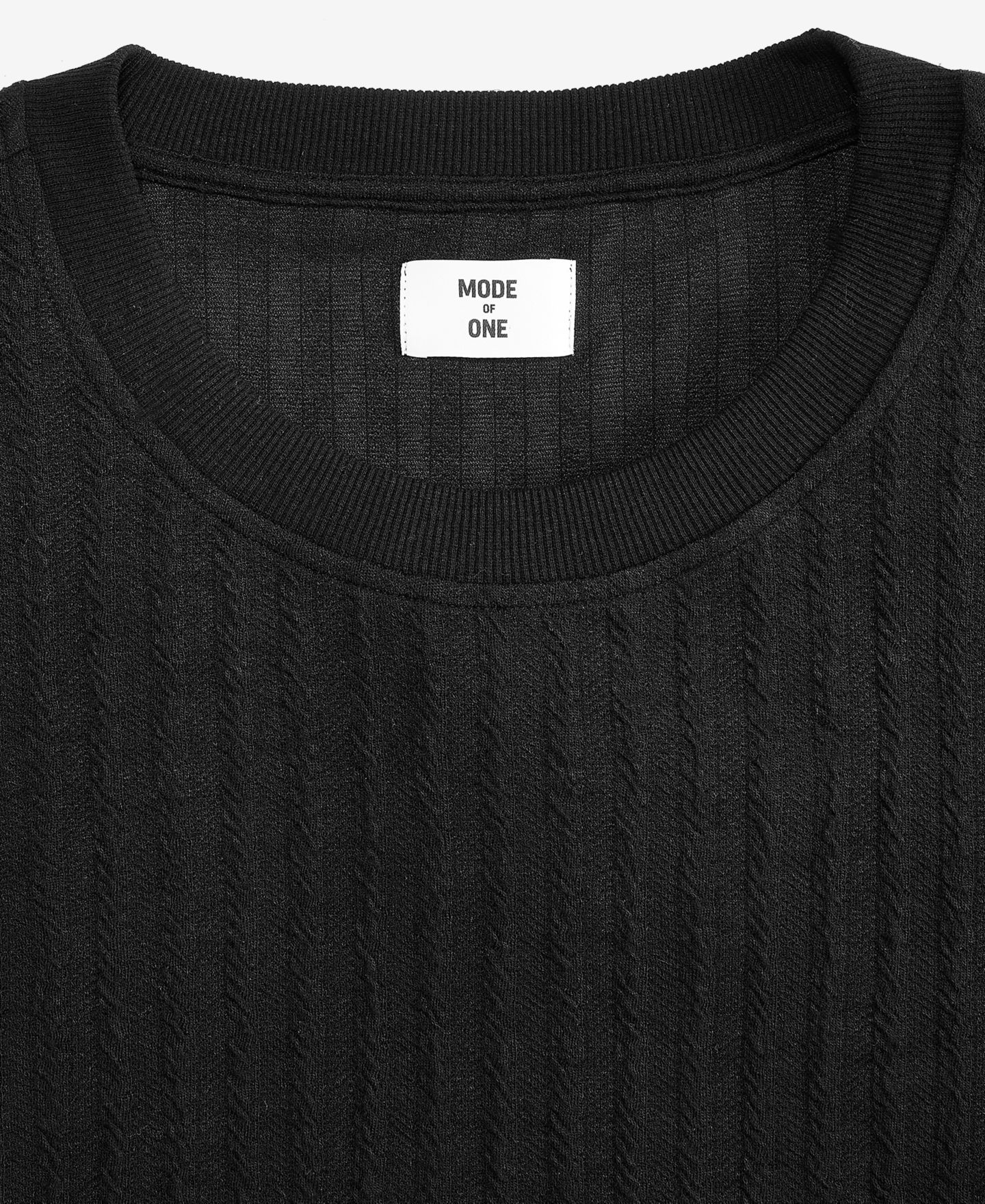 Мужская футболка Mode of One Relaxed-Fit Cable-Knit Crewneck, цвет: Глубокий чёрный — фото 4