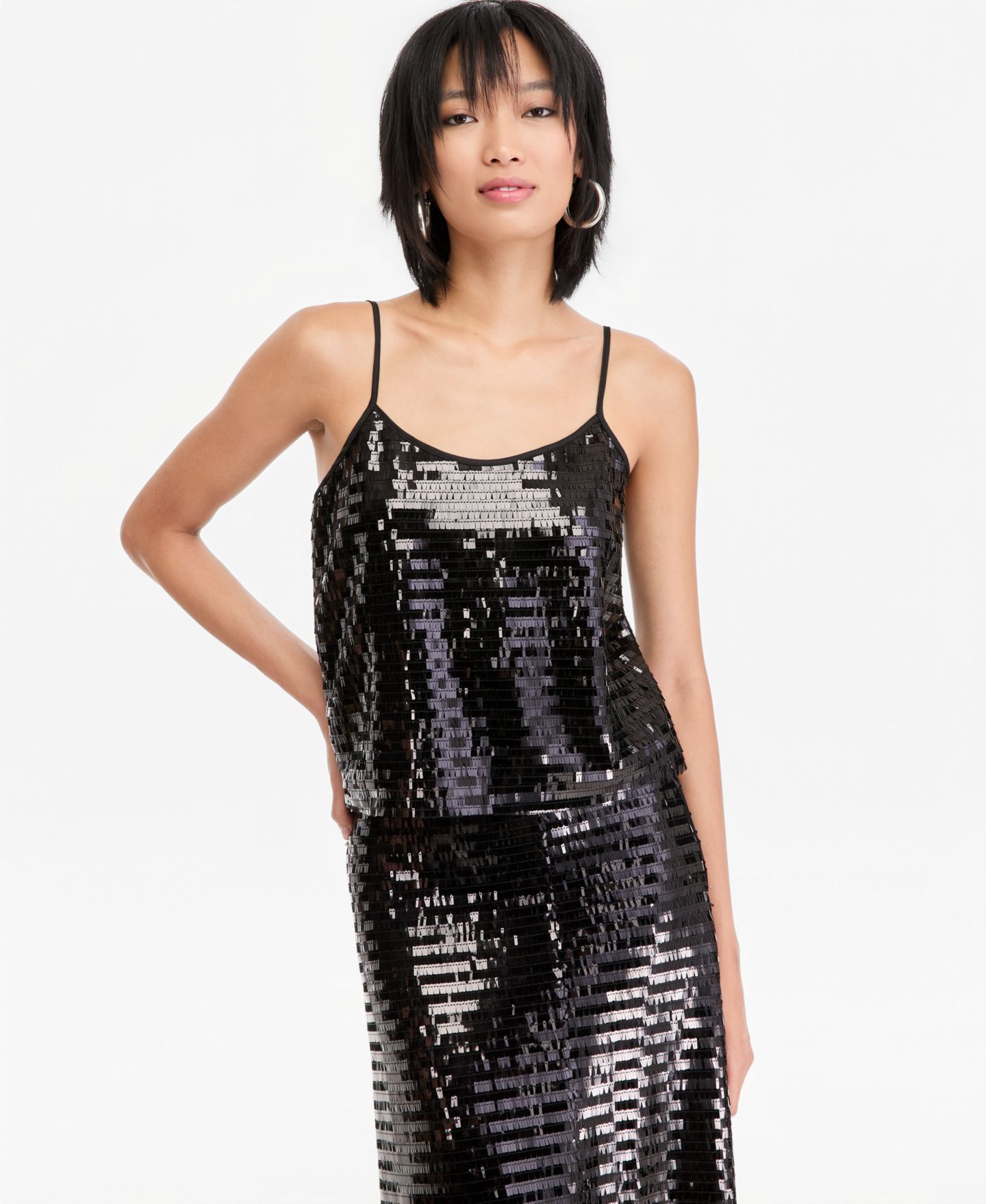 Женский топ I.N.C. International Concepts Sequin Camisole, цвет: Чёрный — фото 1