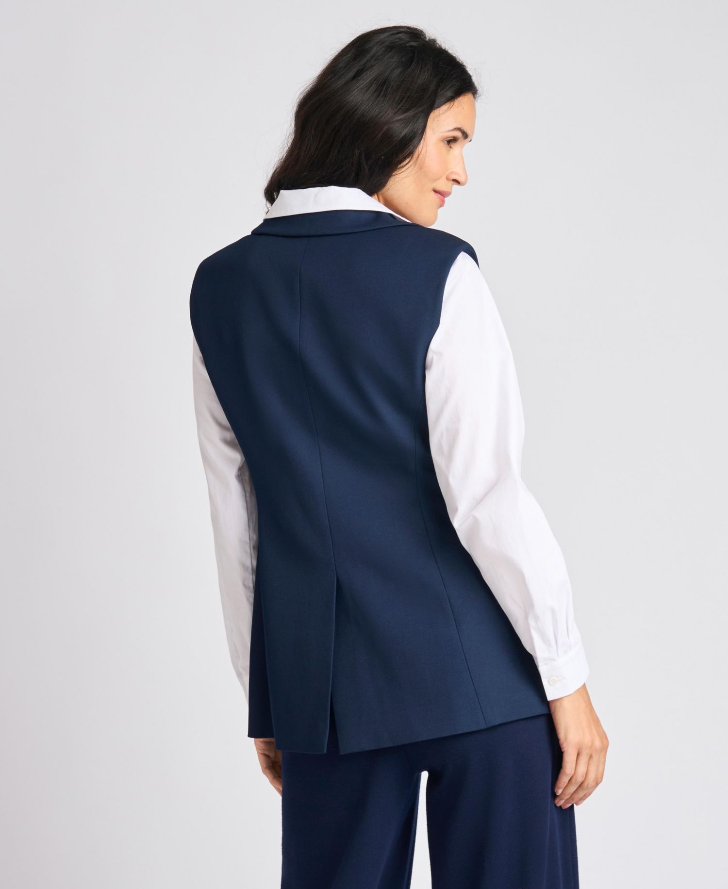 Women's Twofer Long-Sleeve Collared Work Vest