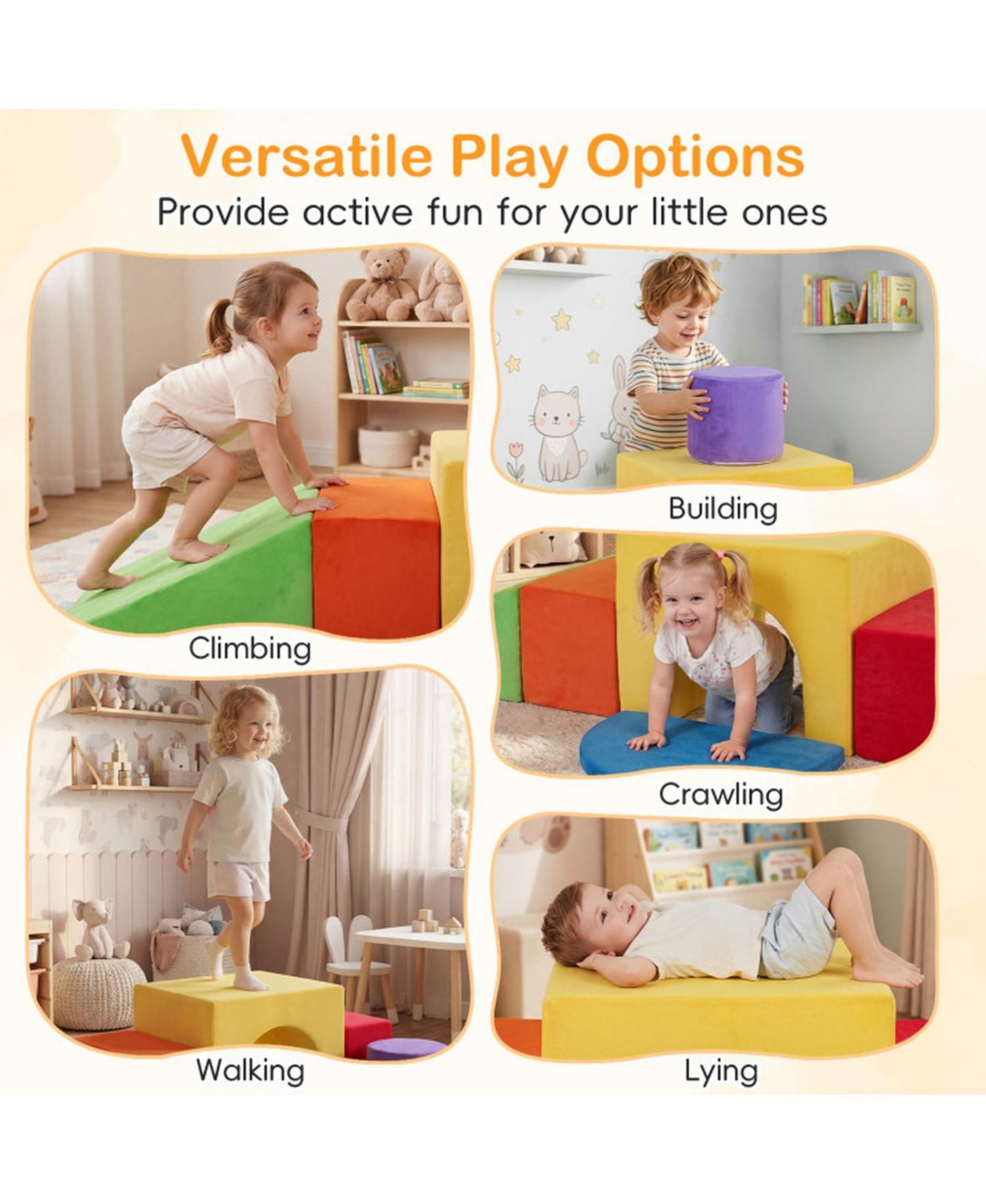 Детские конструкторы SUGIFT Soft Foam Climbing Block 6-Piece Play Set, Ages 3+, цвет: Красный — фото 5