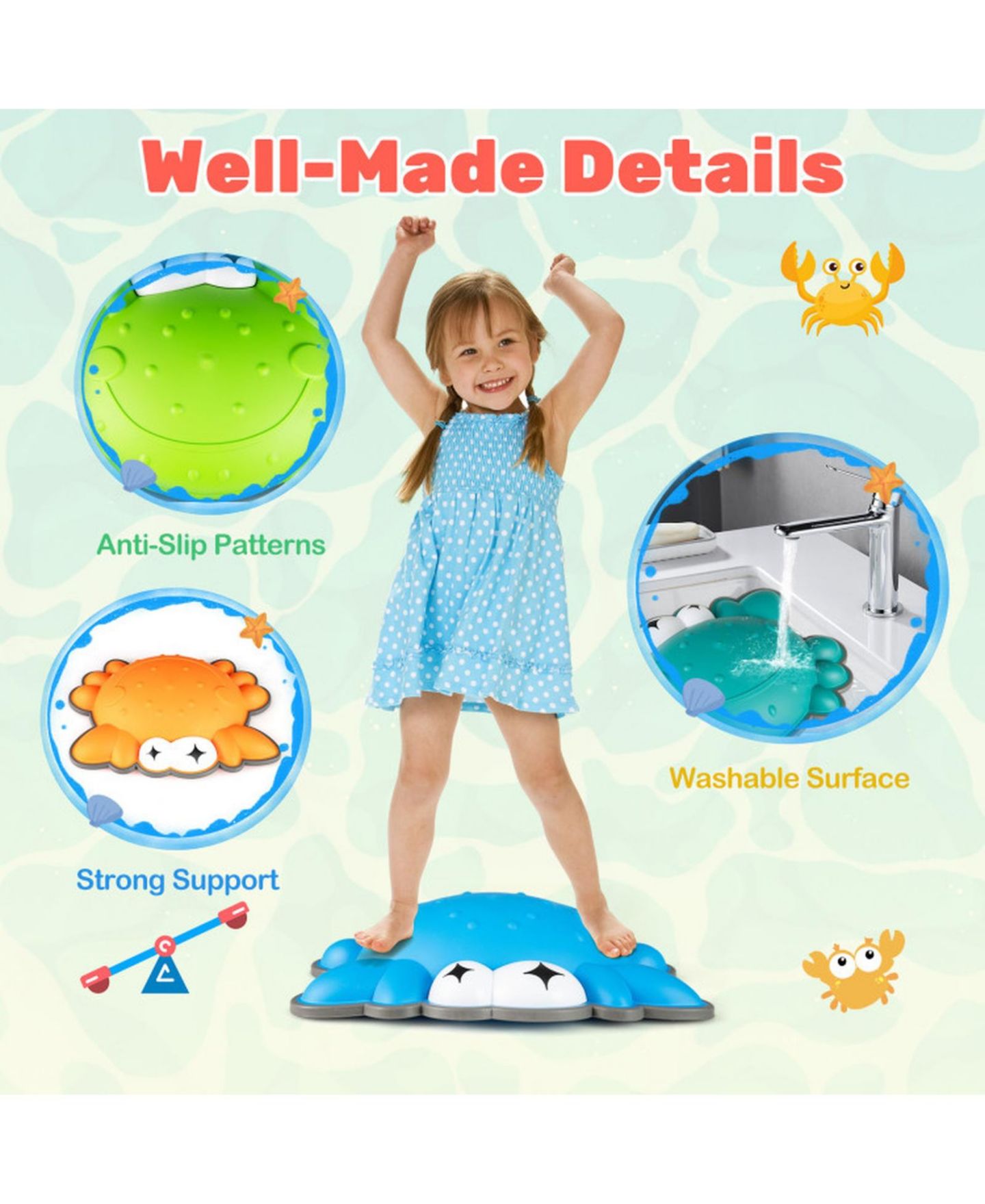 Детские игрушки SUGIFT 9-Piece Non-Slip Balance Stepping Stones, 16" x 11.5", Ages 3+, цвет: Красный — фото 4