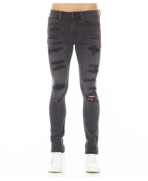Мужские джинсы Hvman Chosen To Prevail x Cult Strat Super-Skinny Distressed Low Rise, цвет: Призрачный
