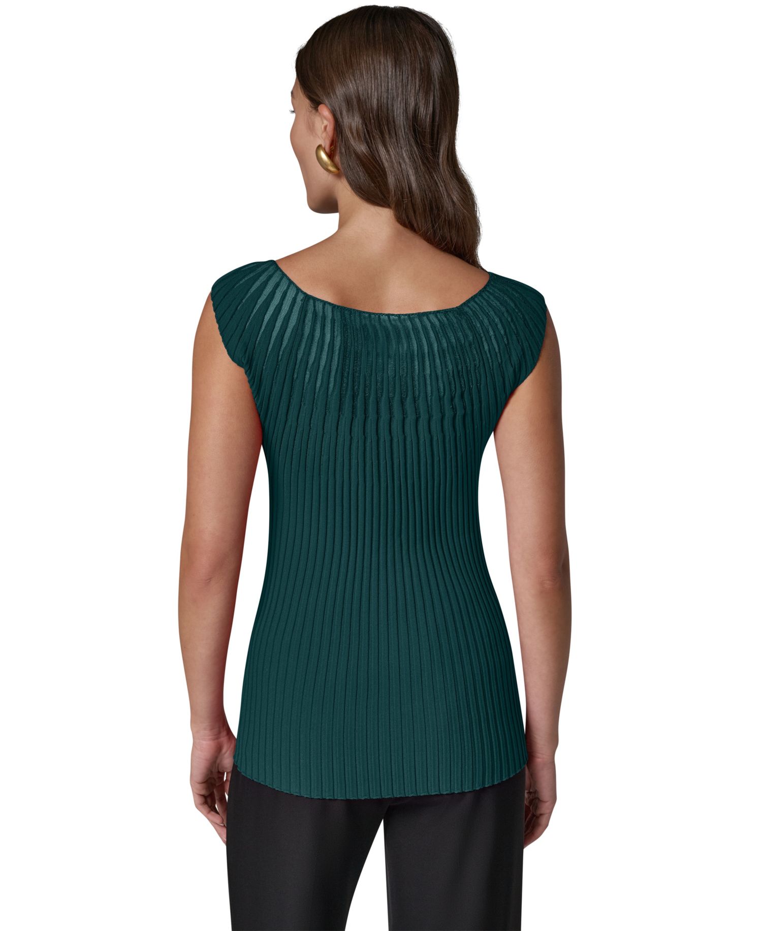 Women's Crewneck Sleeveless Ribbed Pullover Sweater
