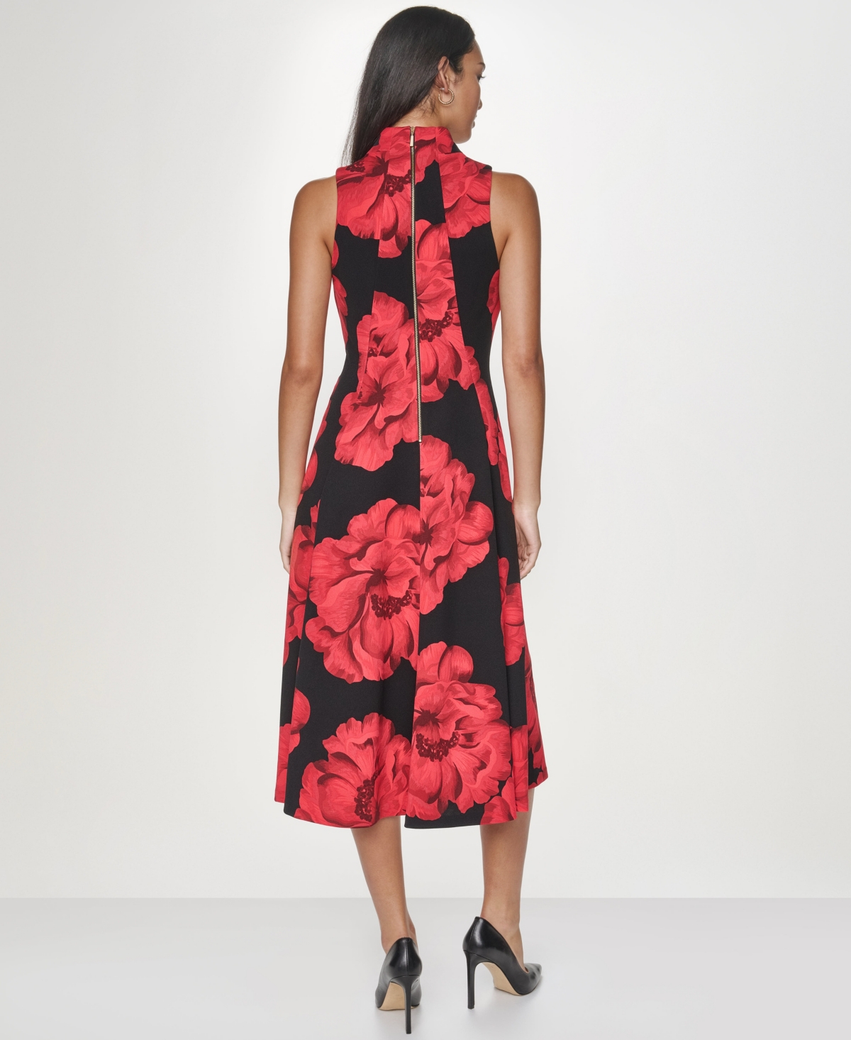 Calvin Klein Women's Halter V-Neck Floral-Print Midi Dress