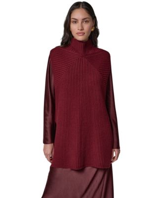 Women's Mock-Neck Sleeveless Ribbed Sweater Tunic