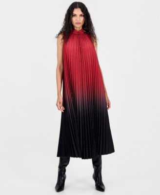 Women's Halter Pleated A-Line Midi Dress