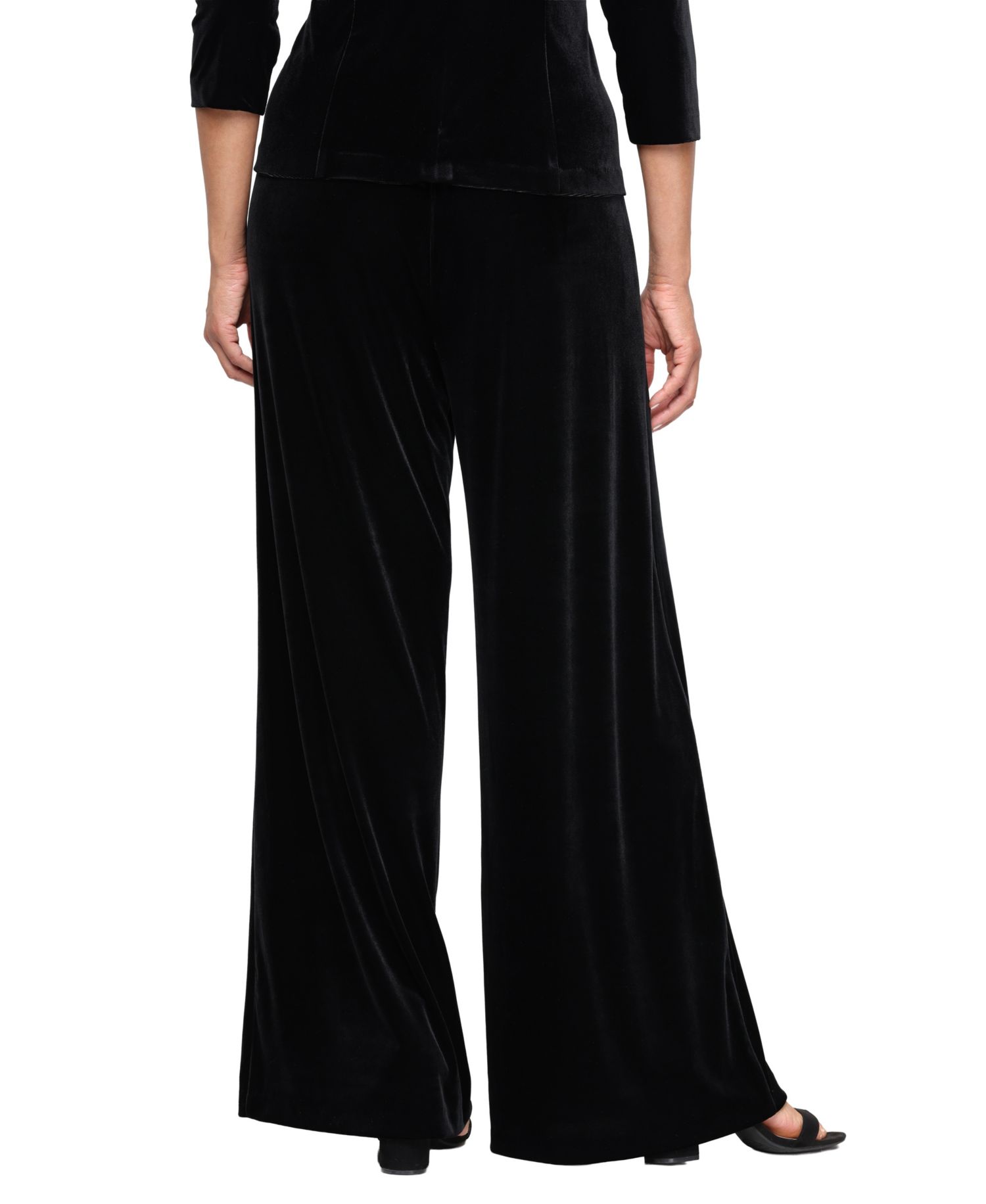 Petite Velvet Palazzo Wide-Leg Pants