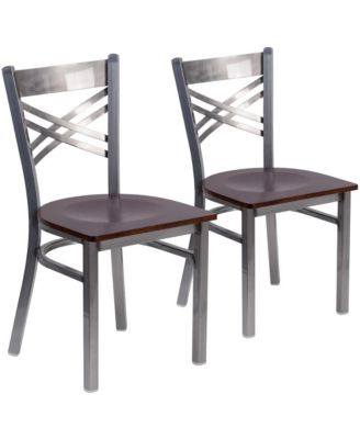 2 Pack Clear Coated "X" Back Metal Restaurant Chair