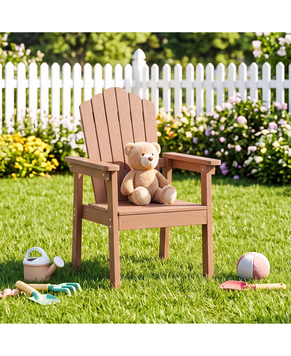 Gymax 4PCS Outdoor Adirondack Chair Patio Hips Chairs w/High Backrest Wide Armrests