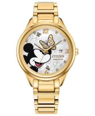 Women's Mickey Mouse Gold-Tone Stainless Steel Bracelet Watch 37mm