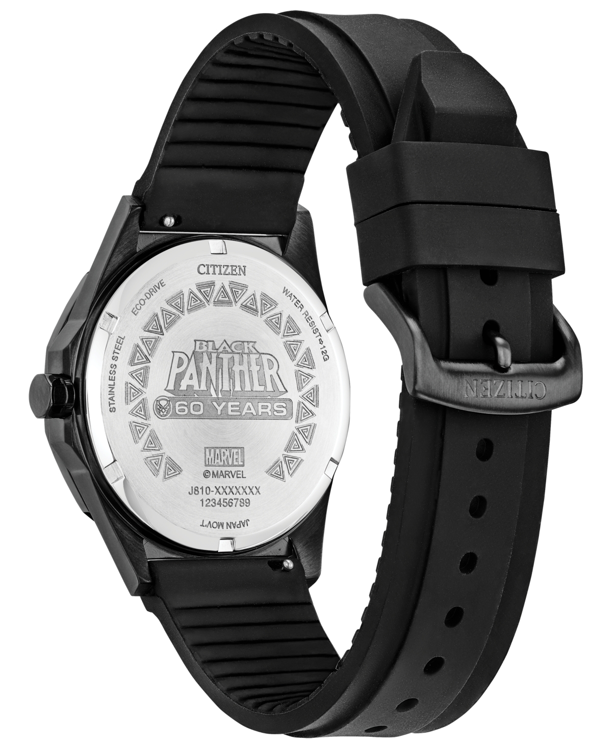 Citizen Men's Marvel Black Panther Black Silicone Strap Watch 42mm