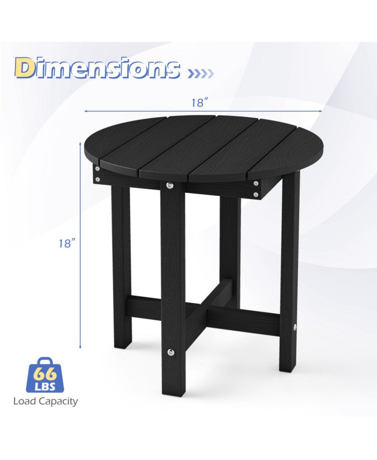 Sugift All-Weather Adirondack Outdoor Side Table with Slatted Wood-Grain Top