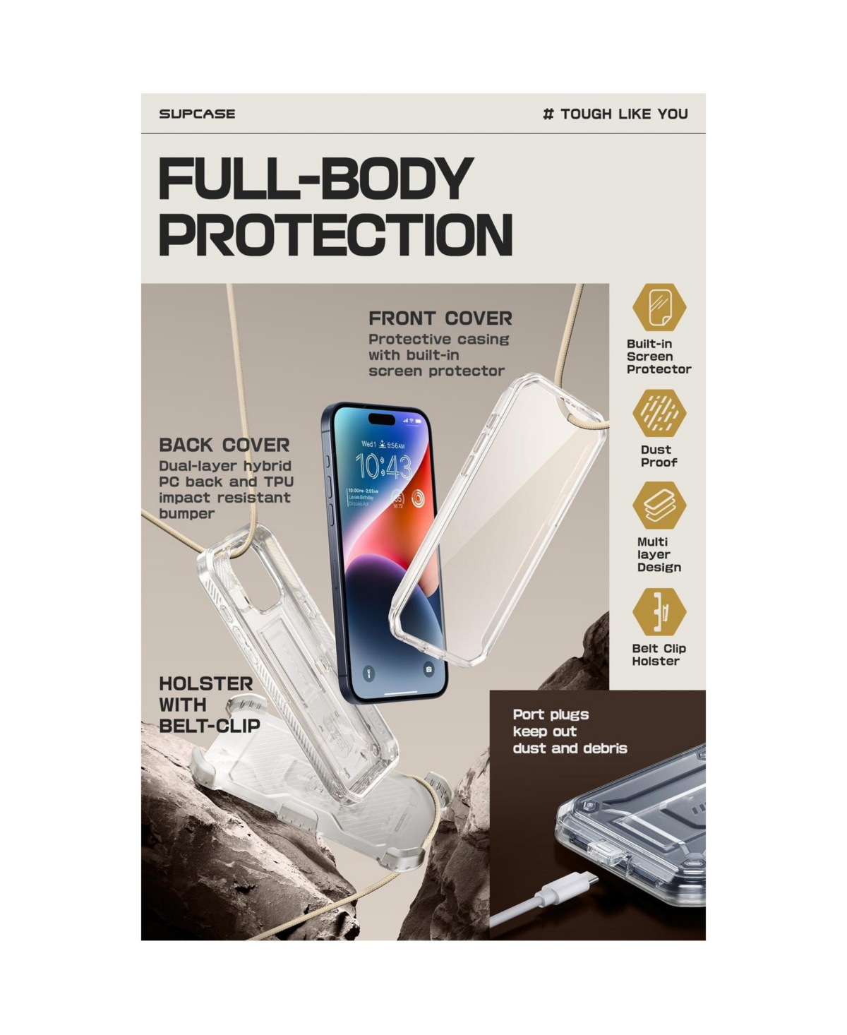Supcase Unicorn Beetle Pro Rugged Case with Built-in Screen Protector for Apple iPhone 15 Pro Max