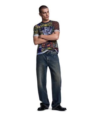 Men's Straight-Leg Embroidered Denim Jeans