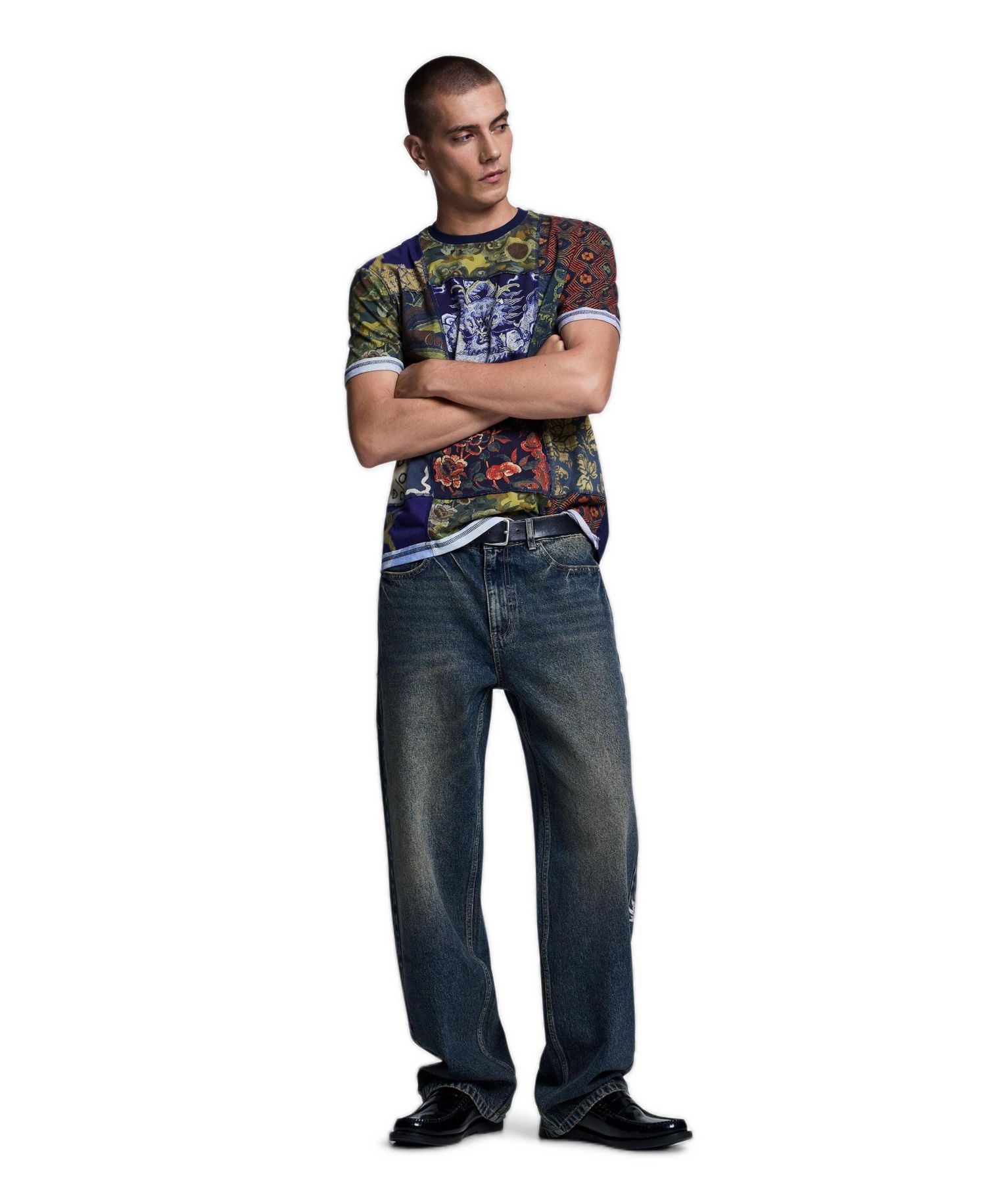 Men's Straight-Leg Embroidered Denim Jeans