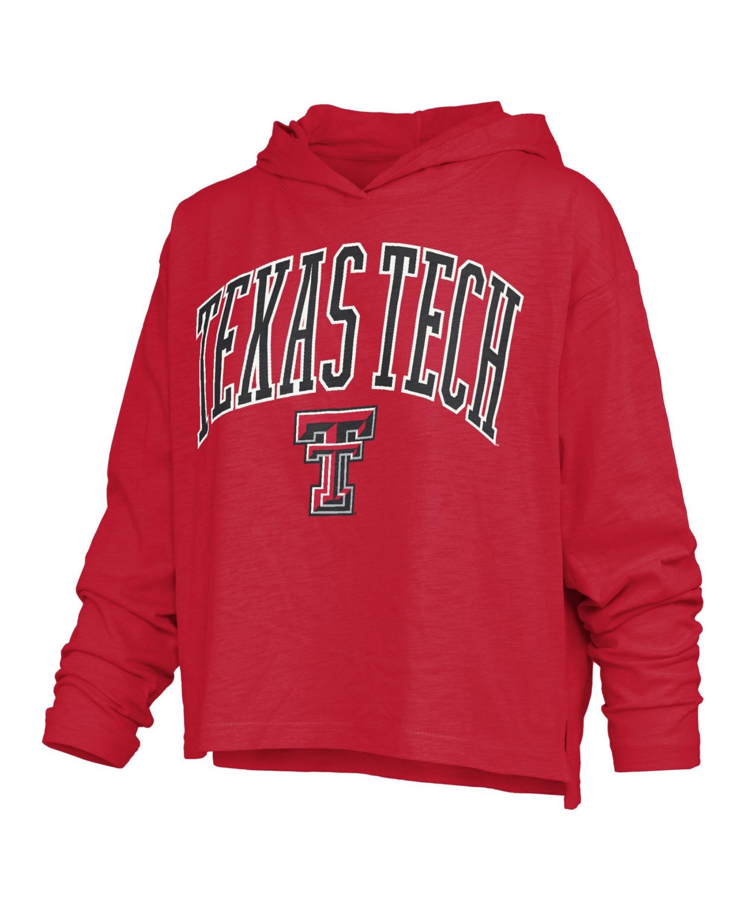 Women's Texas Tech Red Raiders Nelson Arch Over Logo Hooded Oversized Slub Long-Sleeve T-Shirt