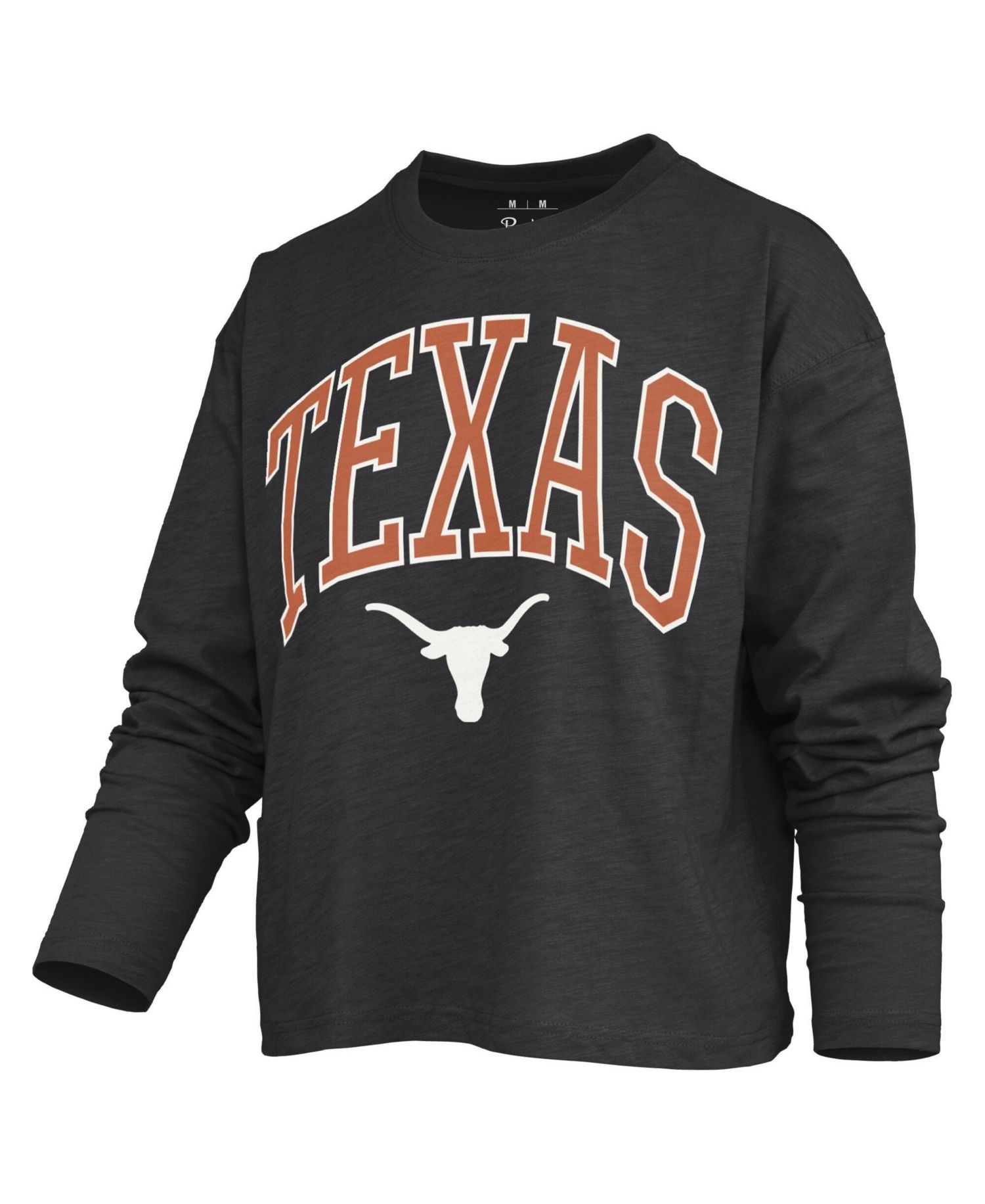 Women's Texas Longhorns Motley Boxy Waist-Length Burnout Long-Sleeve T-Shirt